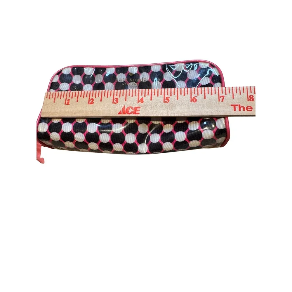 Kate Spade New York Polka Dot‎ Cosmetic Bag Pink Black White Vinyl Makeup Pouch